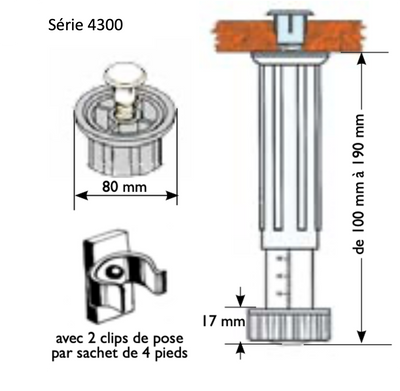 pied-a-visser-de-100-a-130-mm - PRUNIER SYSTEM+ GREENCASTOR