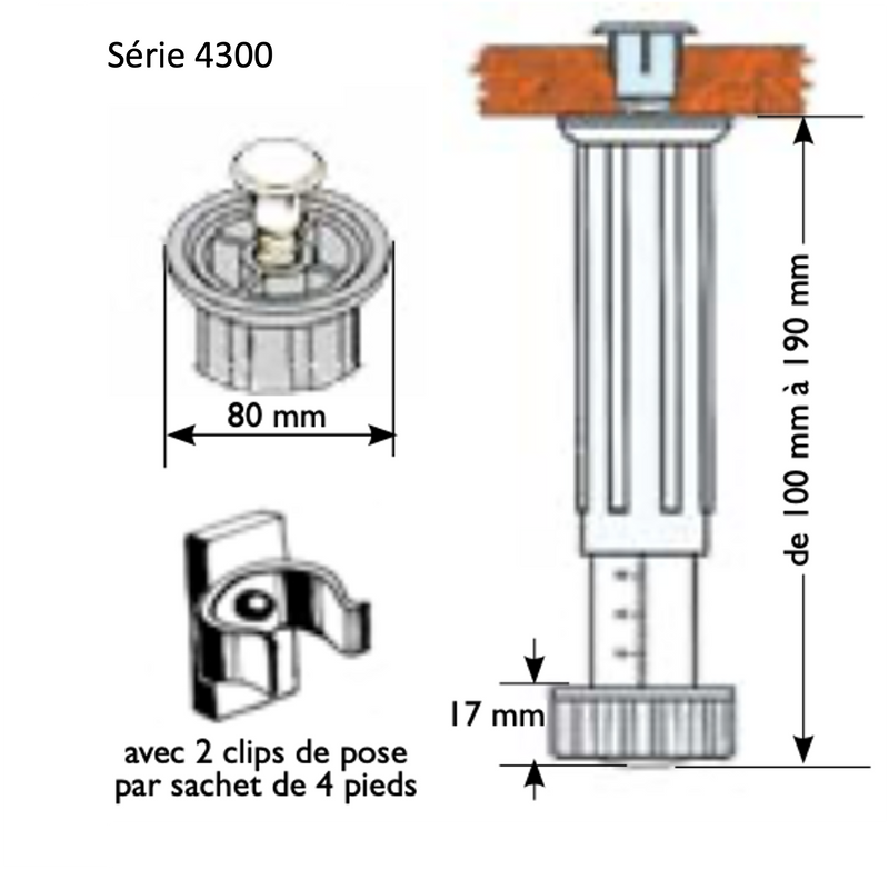 pied-a-visser-de-100-a-130-mm - PRUNIER SYSTEM+ GREENCASTOR